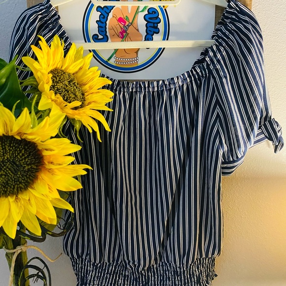 Michael Kors True Navy Stripe Blouse - Picture 2 of 4